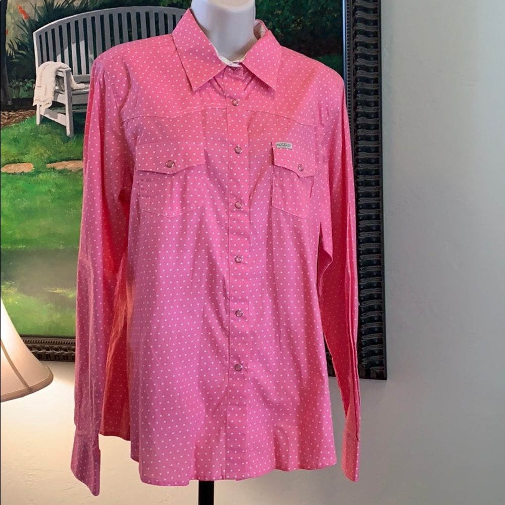 Rockies Pink Polka Dot Snap Button Shirt